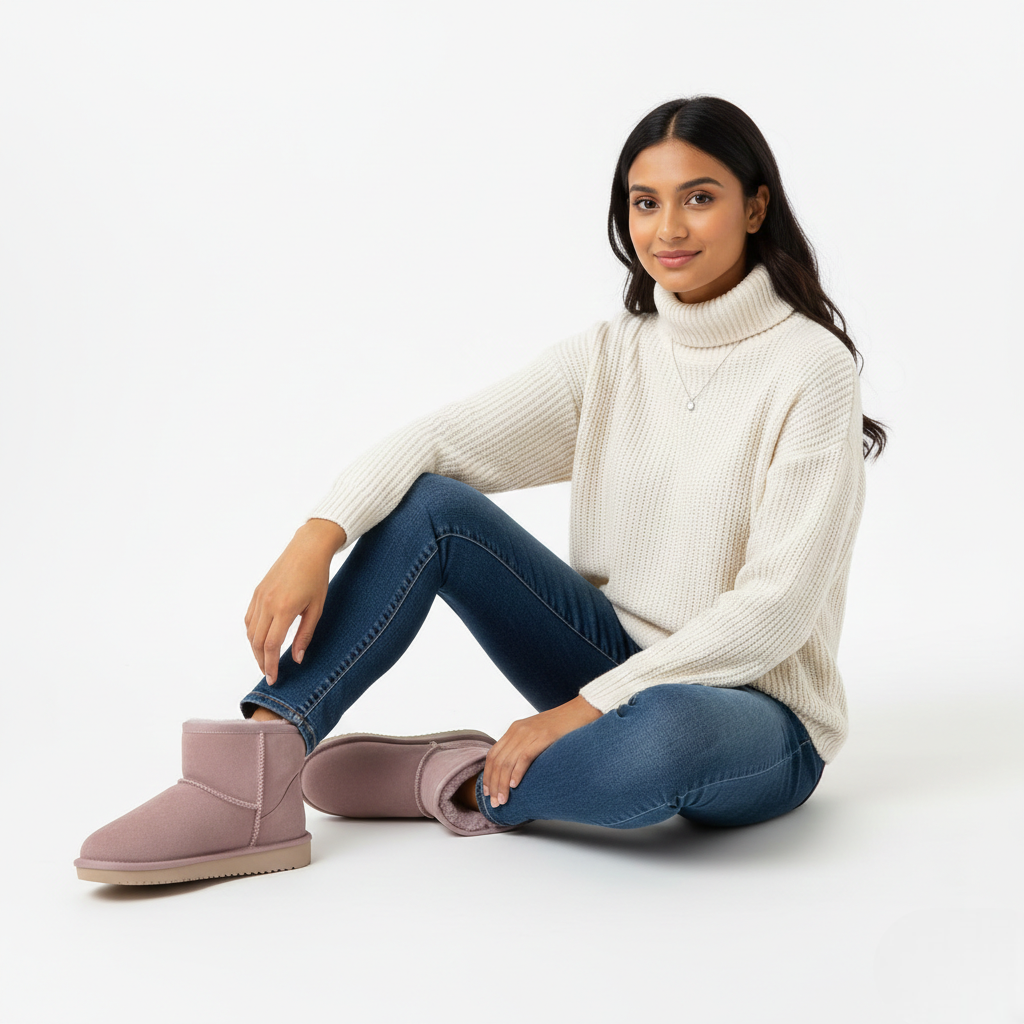 Zafira Ghete pentru femei căptușite cu polar – cizme scurte confortabile cu efect de piele întoarsă