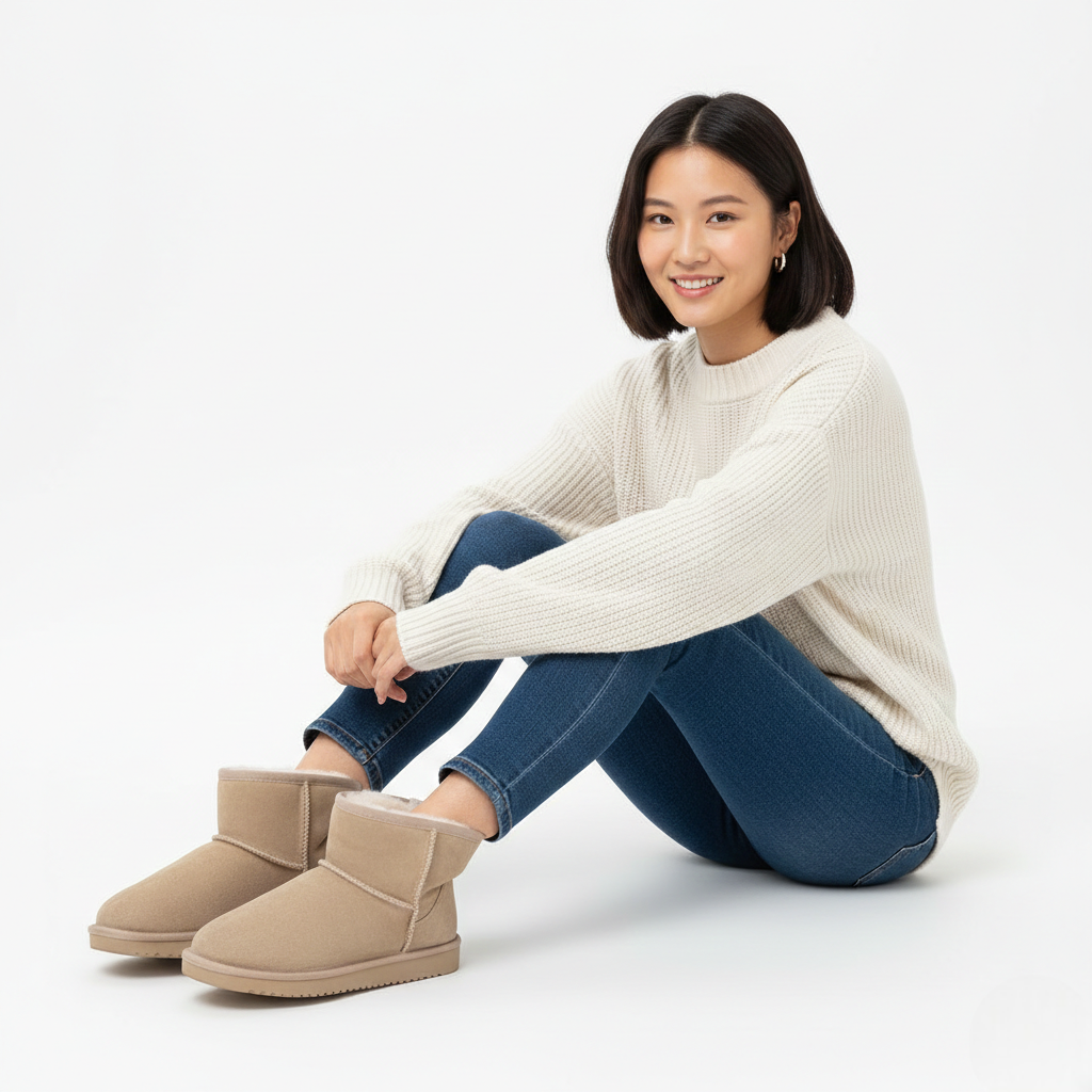 Zafira Ghete pentru femei căptușite cu polar – cizme scurte confortabile cu efect de piele întoarsă