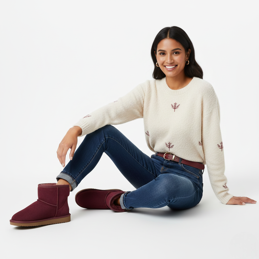 Zafira Ghete pentru femei căptușite cu polar – cizme scurte confortabile cu efect de piele întoarsă