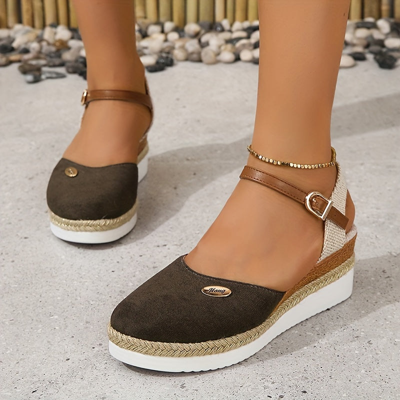 Sandali da donna Zanira - Sandali con zeppa chiusi, eleganti e comodi per l'estate