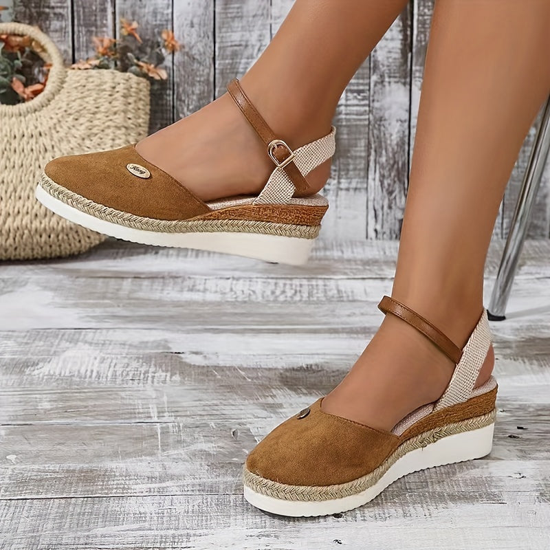 Sandali da donna Zanira - Sandali con zeppa chiusi, eleganti e comodi per l'estate