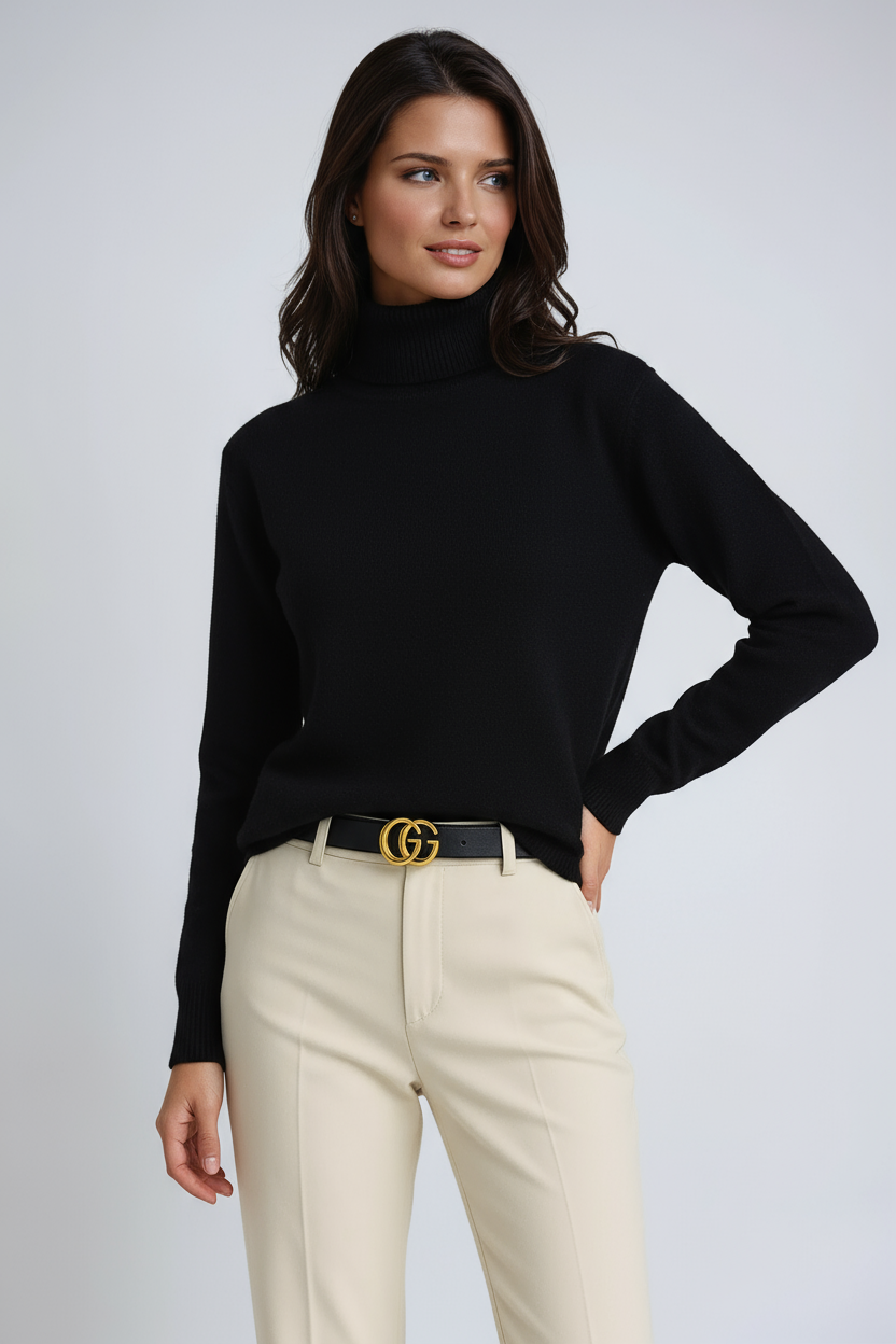 Clarrise Pull à Col Roulé Chaud Femme – Maille Douce avec Col Haut & Coupe Classique Intemporelle