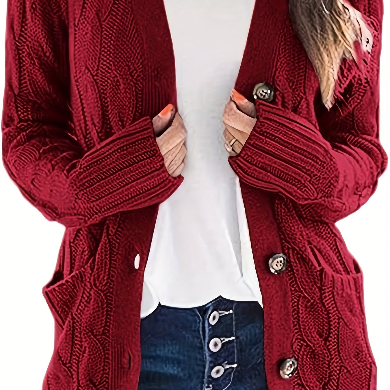Lissy Gilet Femme – Cardigan Chaud à Maille Câble avec Boutons & Coupe Moderne Confort