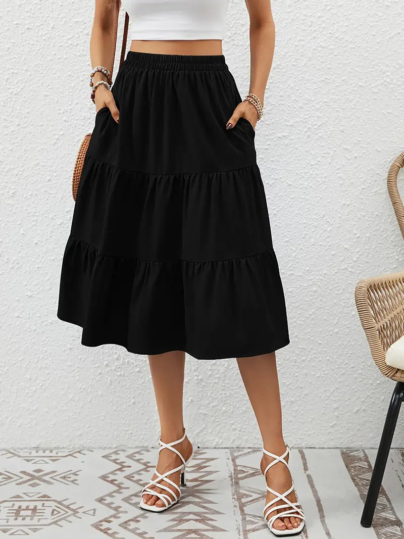 Gonna floreale da donna Zia - A-line con tasche, leggera per primavera ed estate