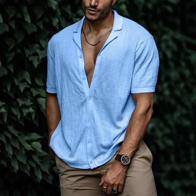 Camicia estiva da uomo Leandro - Camicia in lino traspirante con vestibilità aderente per look casual