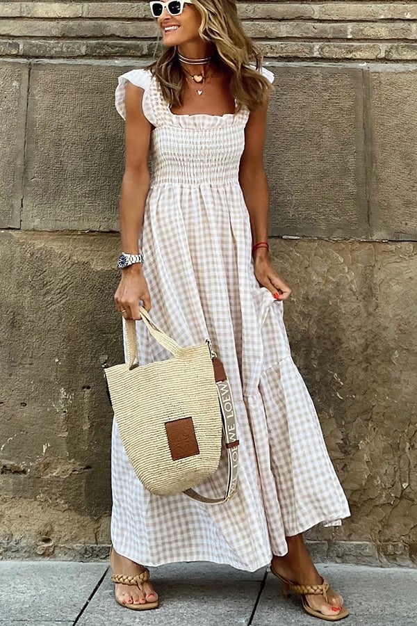 Abito lungo da donna Rosie - Elegante abito scozzese per il lavoro e il fine settimana