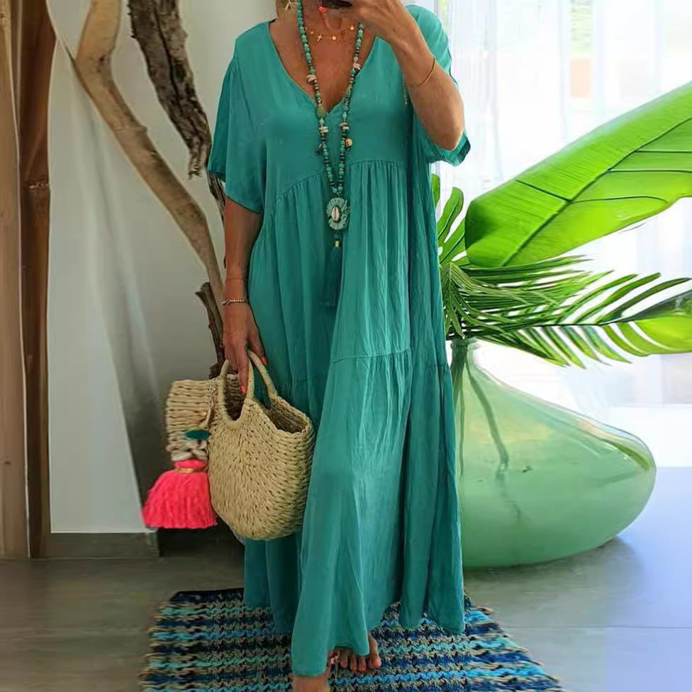 Abito lungo estivo da donna Saylor - Abito lungo bohémien ampio in stile casual per le vacanze e il tempo libero