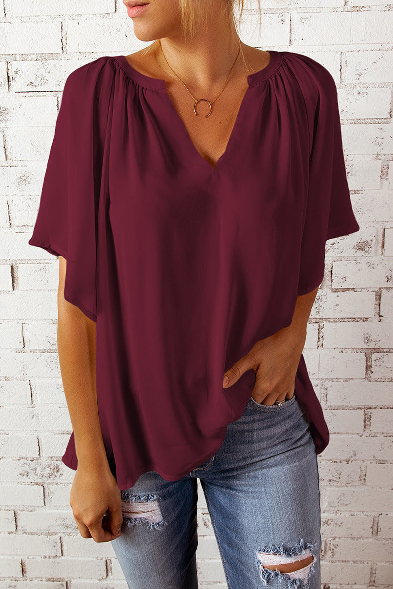 T-shirt da donna Samara – Maglia casual a maniche corte in morbida maglia, vestibilità ampia 