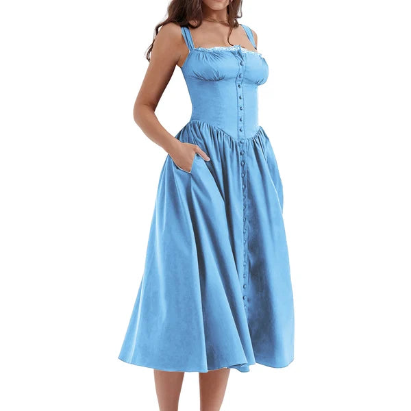 Robe d'Été Femme Nia – Robe Midi Élégante avec Coupe Confortable & Design Intemporel