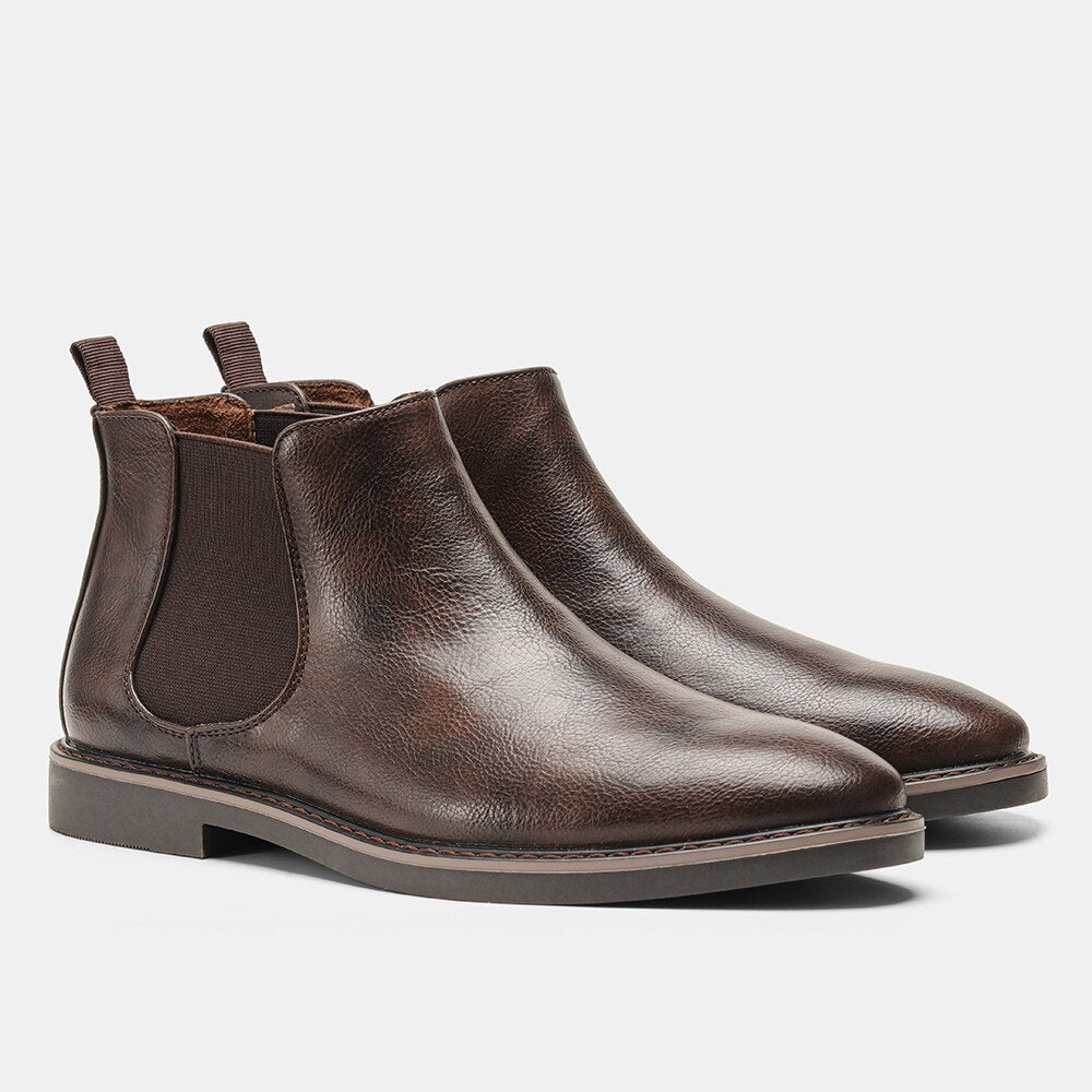 Lucio Bottes Élégantes en Cuir pour Homme – Bottes Mi-Hautes d’Automne à Bout Pointu