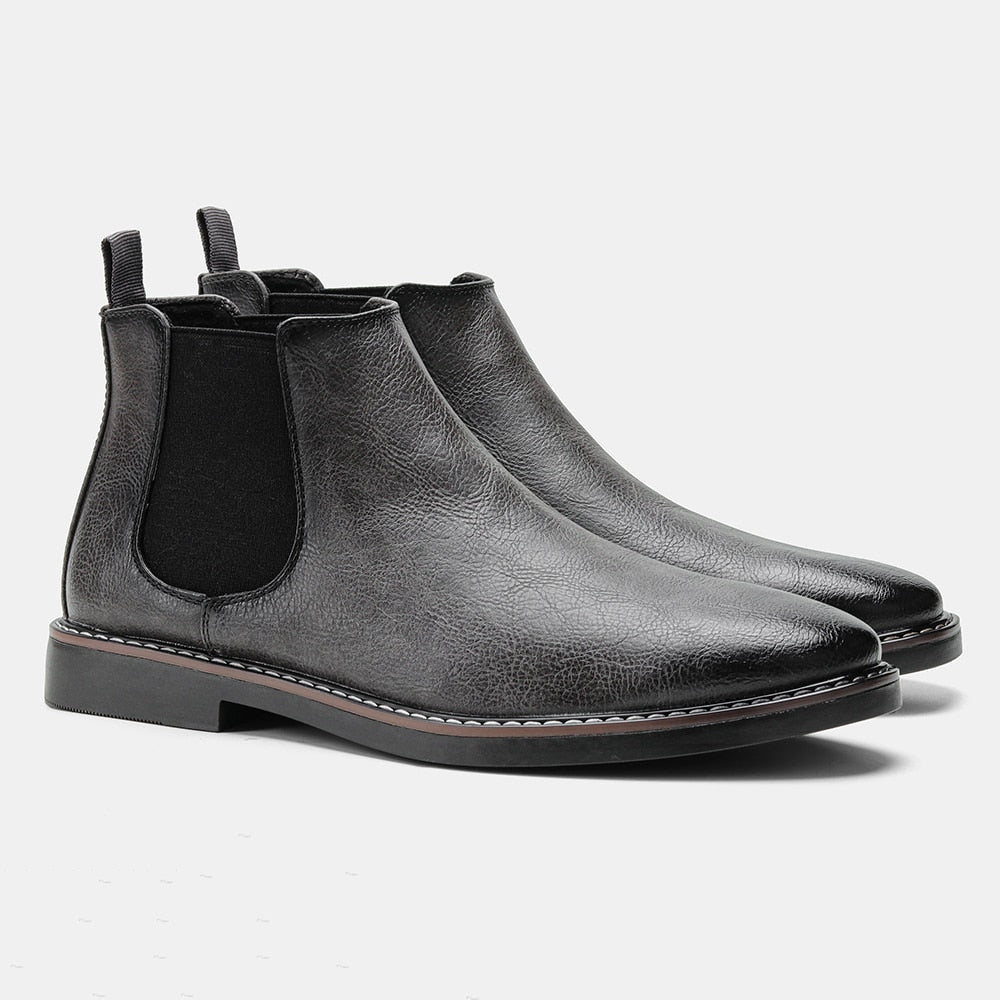 Lucio Bottes Élégantes en Cuir pour Homme – Bottes Mi-Hautes d’Automne à Bout Pointu