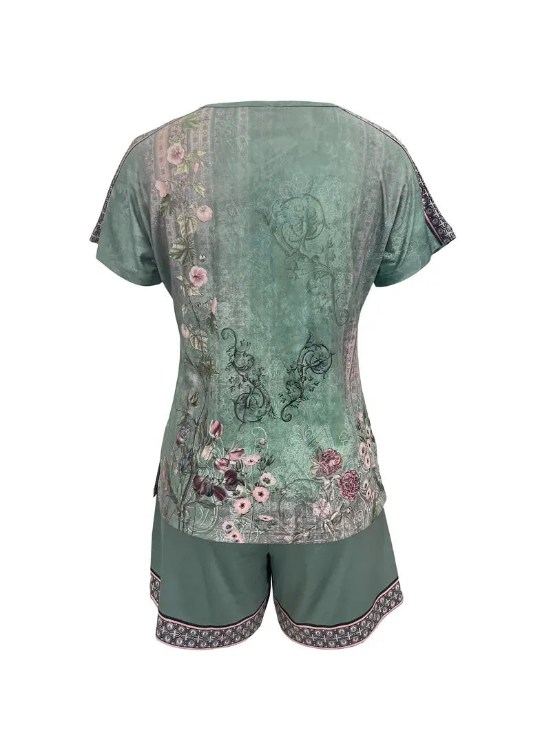 Completo da donna Skylar - Completo leggero con pantaloncini e top con stampa floreale per un look estivo chic