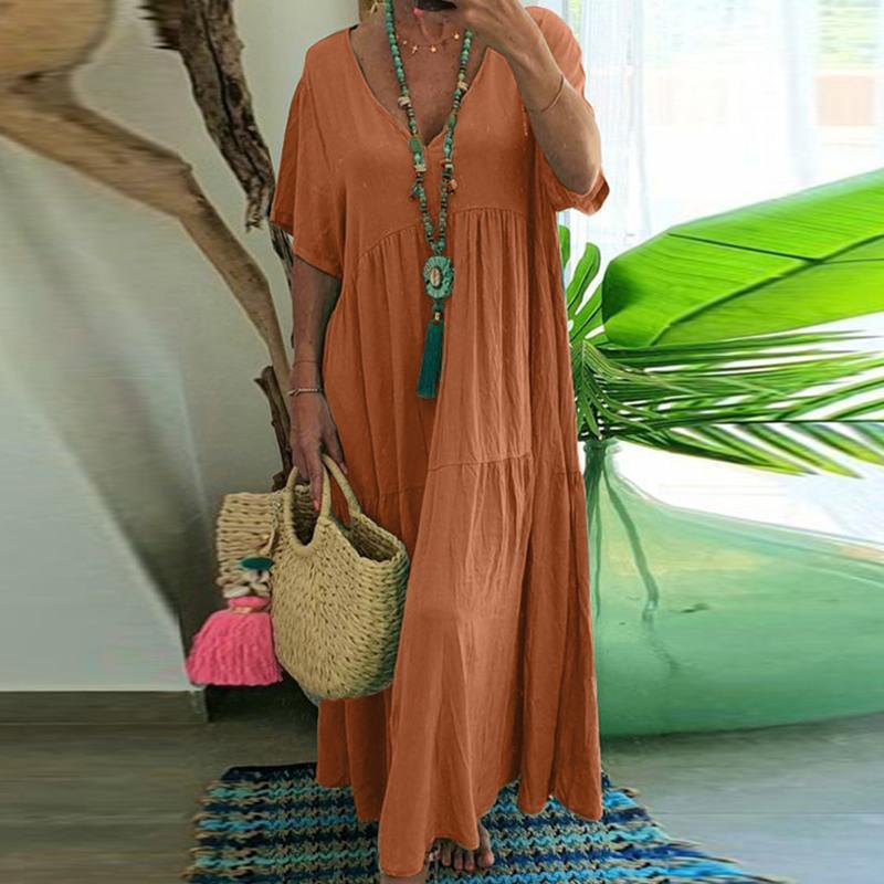Abito lungo estivo da donna Saylor - Abito lungo bohémien ampio in stile casual per le vacanze e il tempo libero