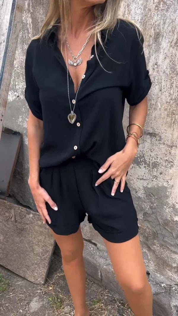 Tuta intera in lino da donna Claui: color terracotta, design arioso ed elegante look estivo