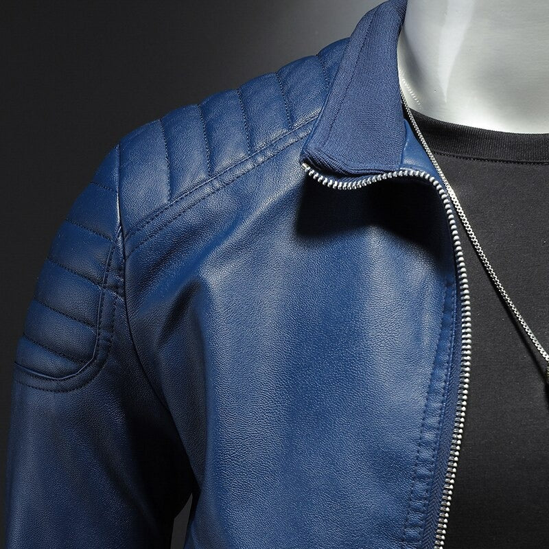 Giacca in pelle da uomo Lance: elegante, comoda, con vestibilità regolare e chiusura con cerniera