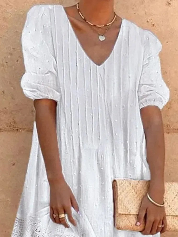Bella Robe Midi Femme – Coupe Décontractée Unie, Élégante et Confortable au Quotidien