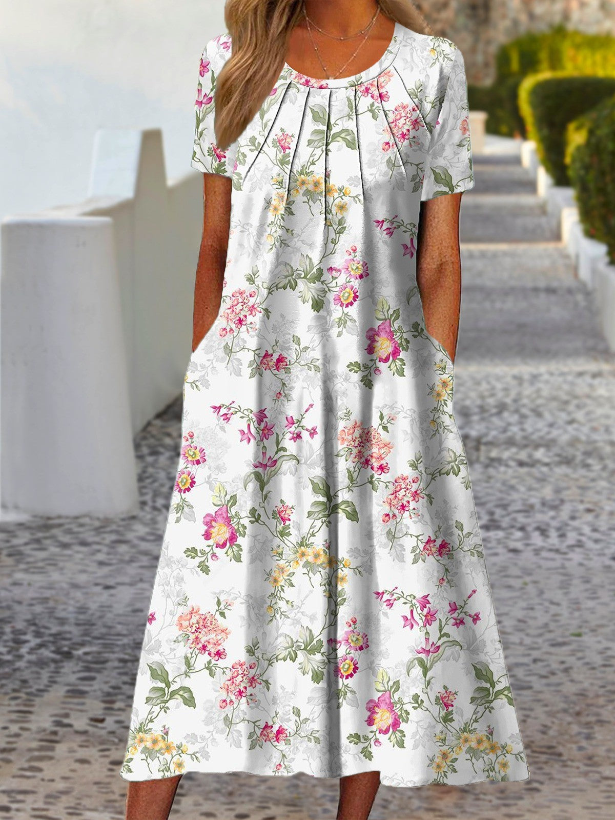 Abito midi da donna Marilou – Taglio fluido con stampa floreale leggera ed elegante