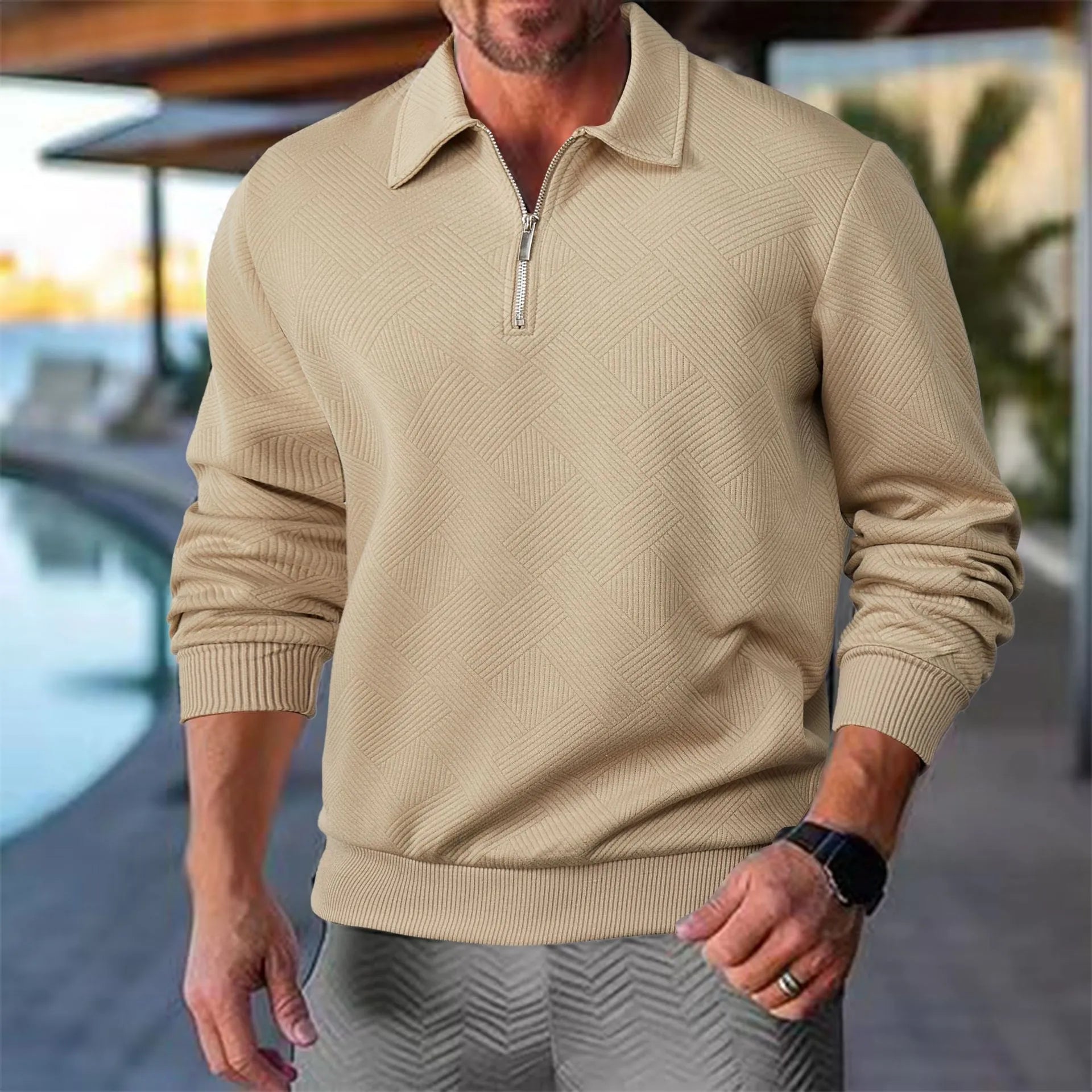 Victor Pull Homme – Pull Chaud en Maille avec Motif Géométrique & Coupe Confortable