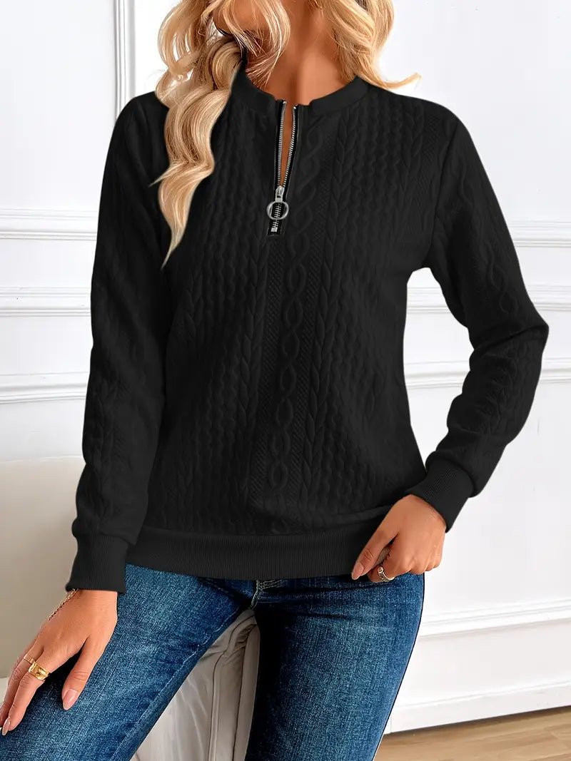 Margaux Sweat Femme Hiver – Pull Zippé Confortable en Maille avec Design Élégant