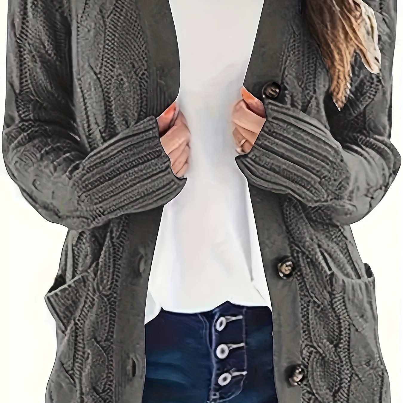 Lissy Gilet Femme – Cardigan Chaud à Maille Câble avec Boutons & Coupe Moderne Confort