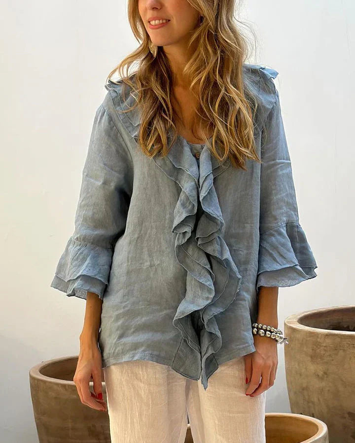 Camicetta da donna Phoebe - Elegante camicetta con volant e maniche svasate per un look casual chic