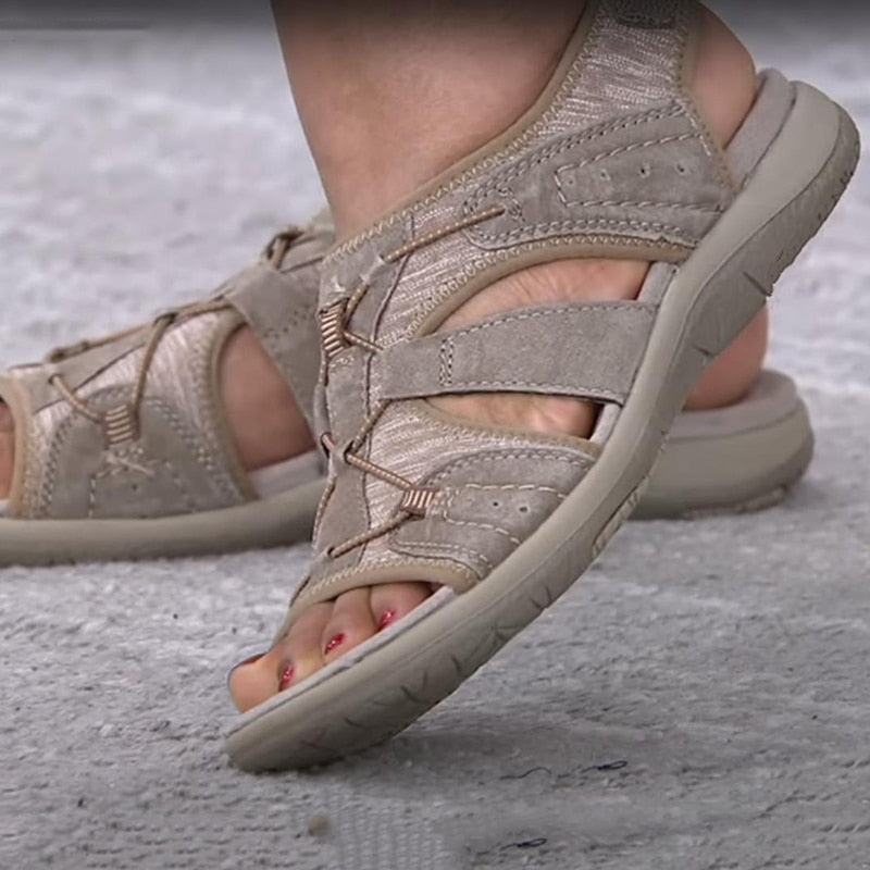 Sandali da passeggio da donna Tanya - Comfort ergonomico con punta aperta e cinturini regolabili