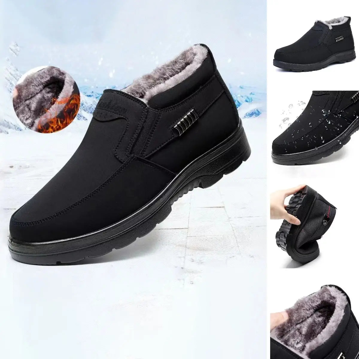 Ryan Chaussures Hiver Homme – Chaudes Chaussures Thermiques à Enfiler avec Doublure Peluche