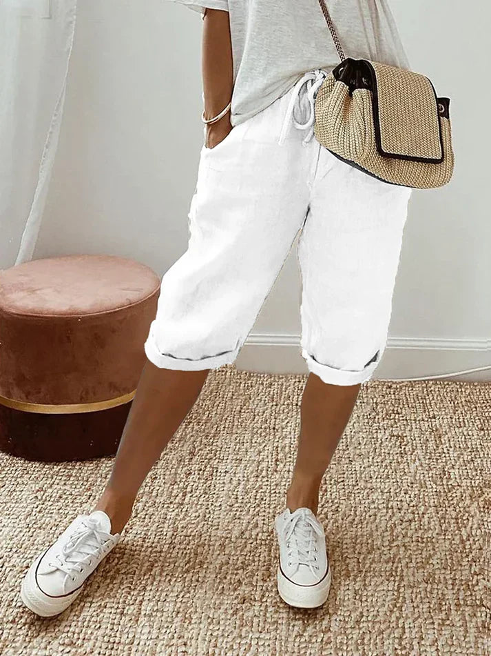 Pantaloni leggeri da donna Kassandra - Pantaloni fluidi a vita alta con vestibilità comoda e ariosa