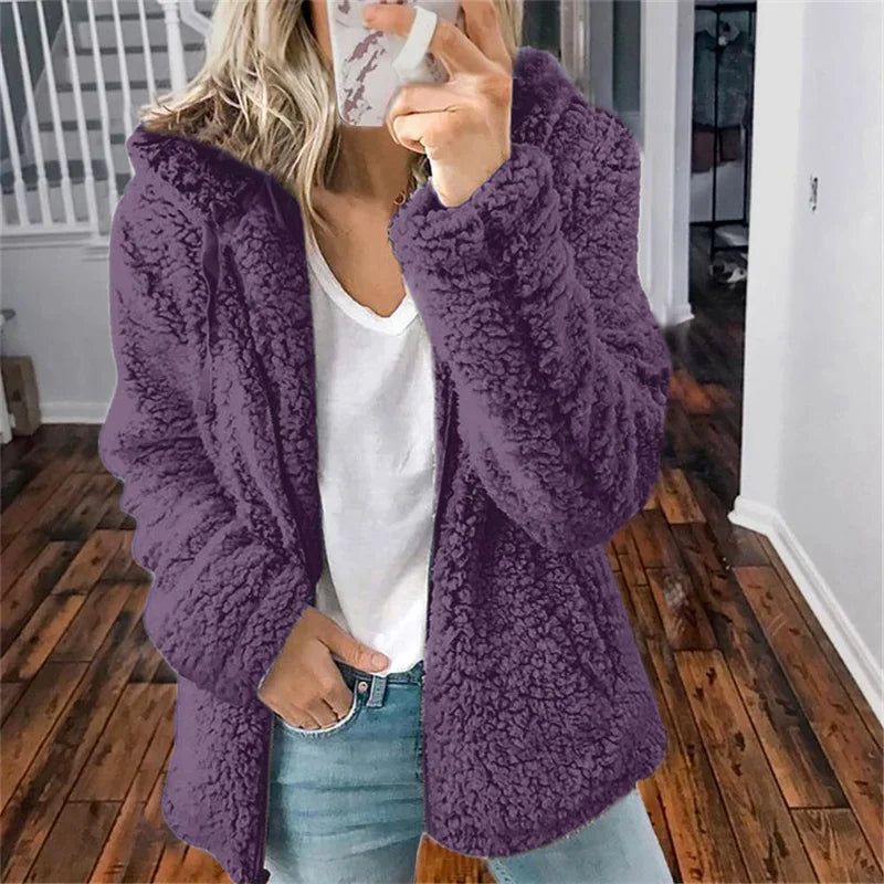 Cardigan da donna Olivia: cardigan in pile morbido, comodo ed elegante per tutti i giorni