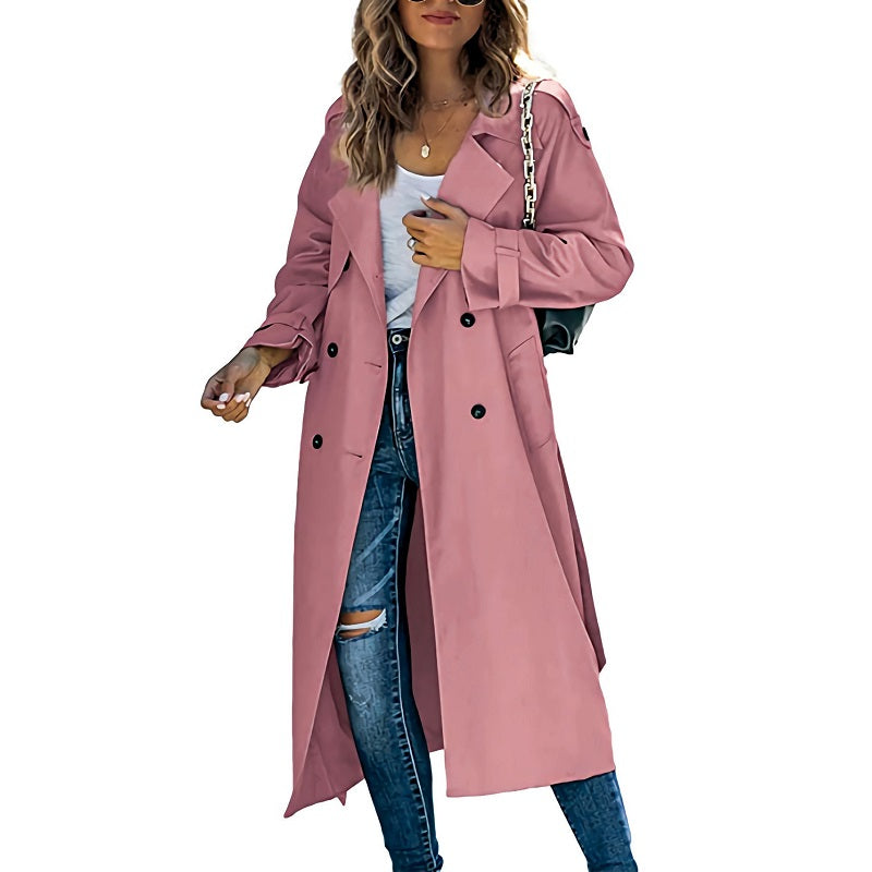 Brielle Trench Long Femme – Élégant, Léger & Idéal pour Printemps et Automne
