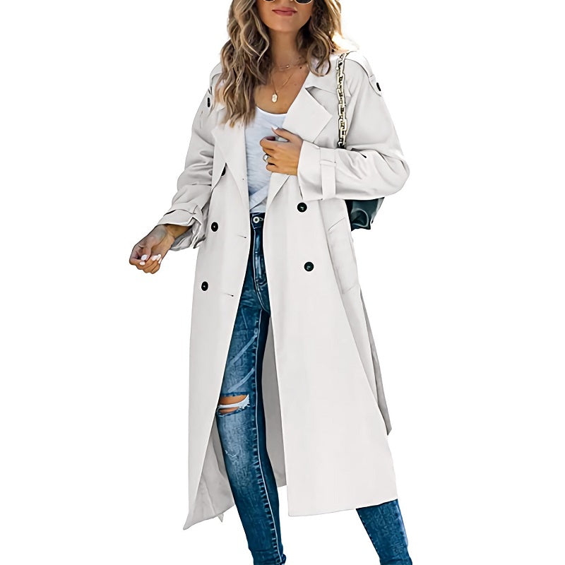 Brielle Trench Long Femme – Élégant, Léger & Idéal pour Printemps et Automne
