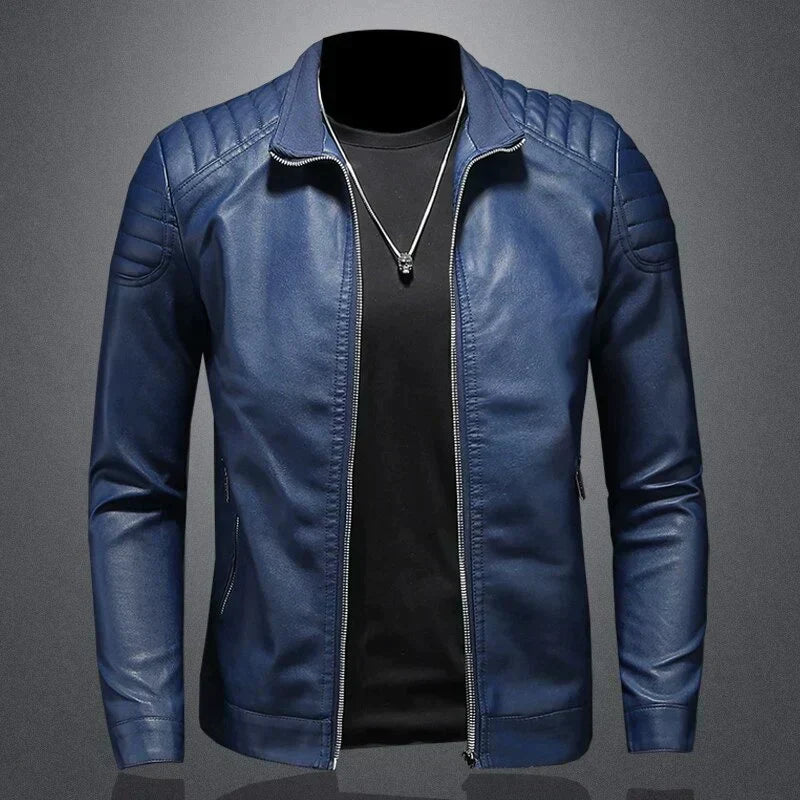 Giacca in pelle da uomo Lance: elegante, comoda, con vestibilità regolare e chiusura con cerniera