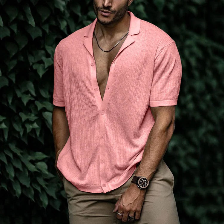 Camicia estiva da uomo Leandro - Camicia in lino traspirante con vestibilità aderente per look casual