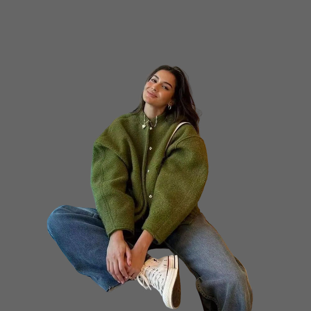 Leia Blouson Bouclé Femme – Oversize bunda s měkkou texturou a minimalistickým designem