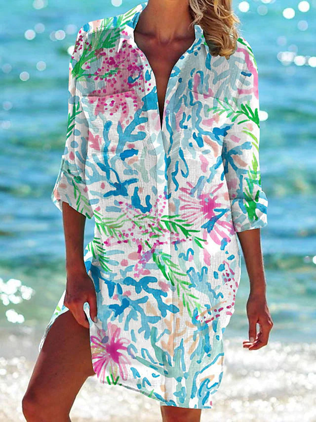 Ophelia Tunique de Plage Femme – Robe d'Été Fluide pour Vacances & Loisirs