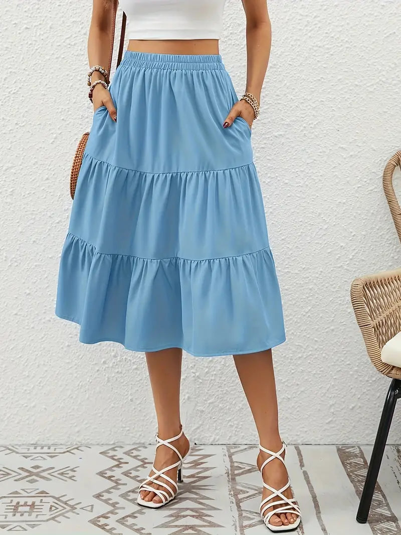 Gonna floreale da donna Zia - A-line con tasche, leggera per primavera ed estate