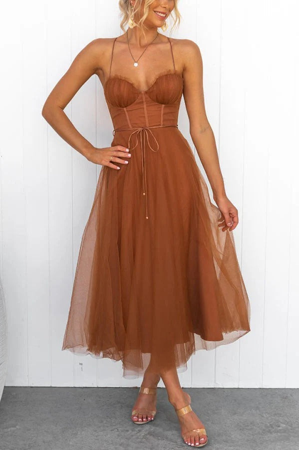 Ariana Robe Maxi Femme – Élégante Robe Longue d’Été sans Manches avec Encolure Ronde
