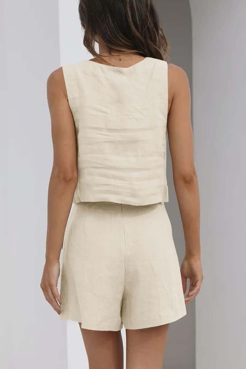 Eliza Ensemble d’Été Femme – Ensemble Minimaliste avec Top Sans Manches & Short Confortable