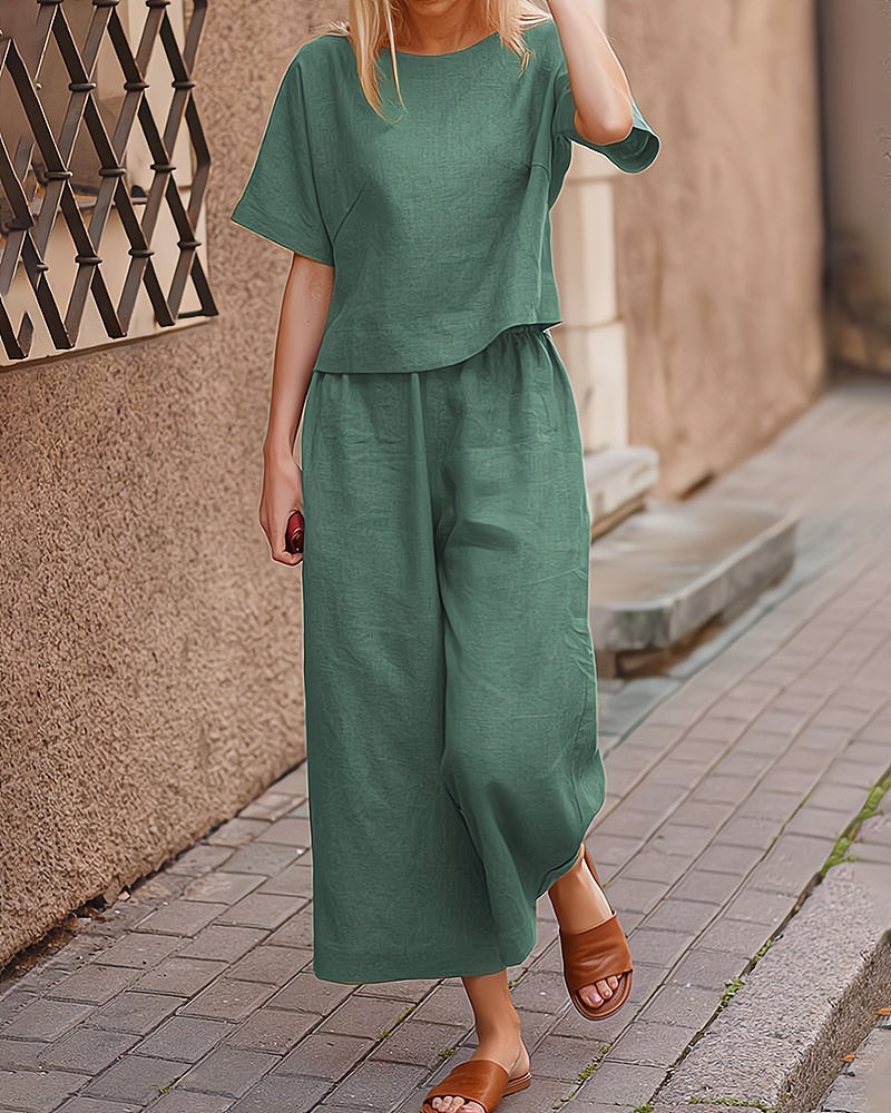 Completo da donna Fiore - Completo estivo leggero ed elegante da 2 pezzi per un'estate casual
