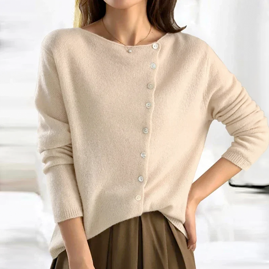 Cardigan Heather da donna – Elegante cardigan in lana pregiata con chiusura chic e comfort lussuoso