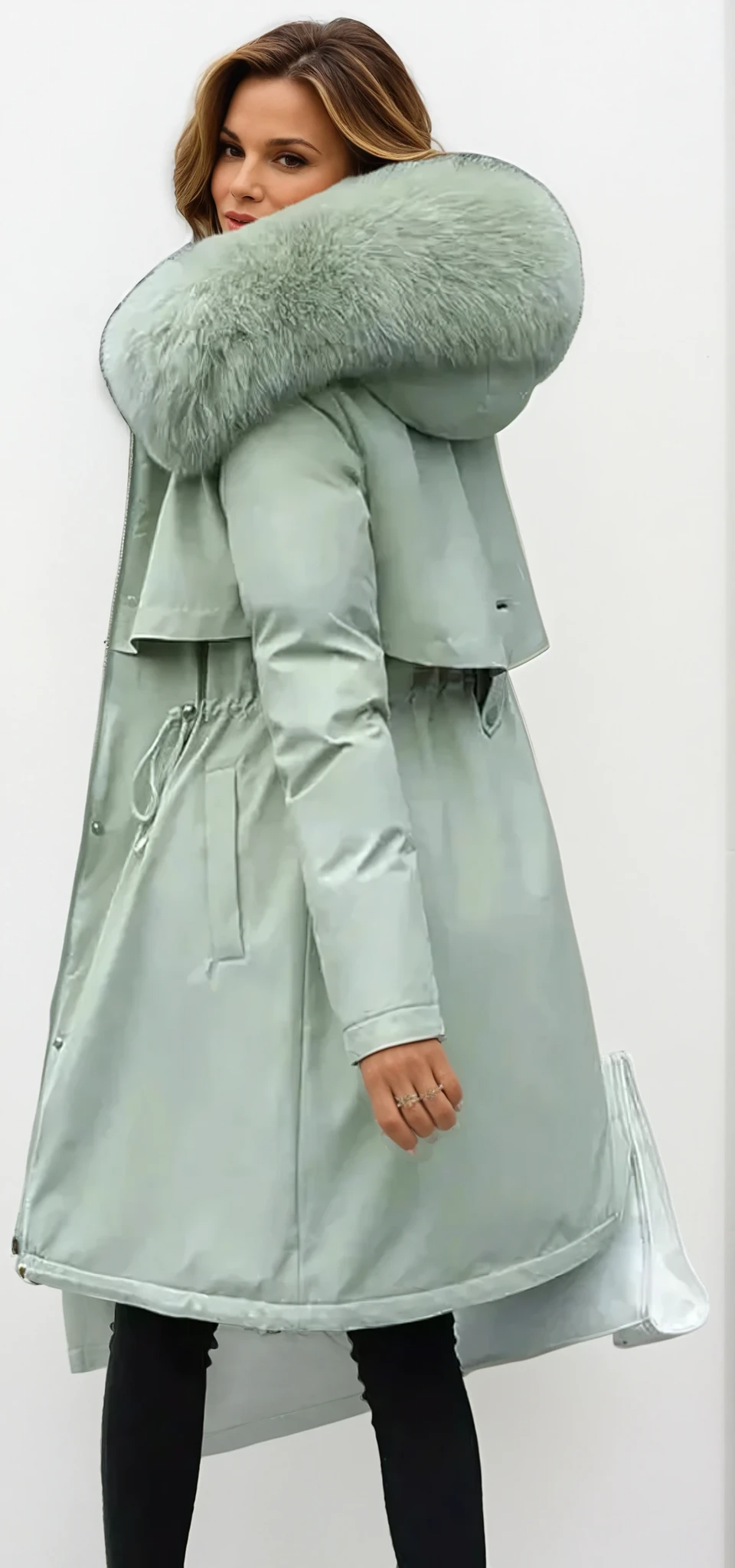 Alessia Vieri Cappotto Invernale Donna con Collo in Pelliccia Sintetica – Taglio Elegante & Fodera Calda