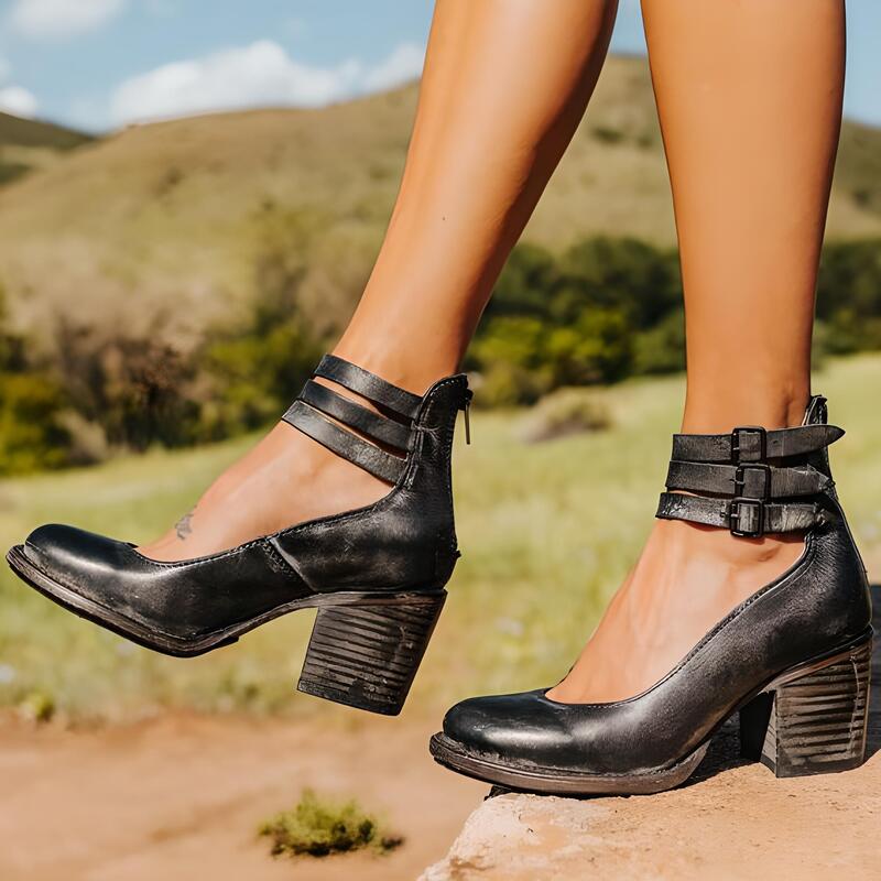 Sage Women's Heels - Tacchi spessi in pelle vegana con vestibilità comoda e design alla moda
