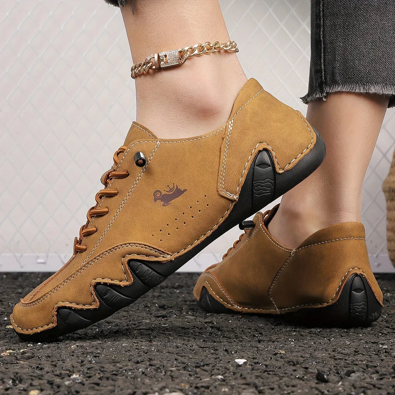 Rome Chaussures Décontractées à Lacets pour Homme – Design bas avec semelle texturée et surpiqûres contrastées