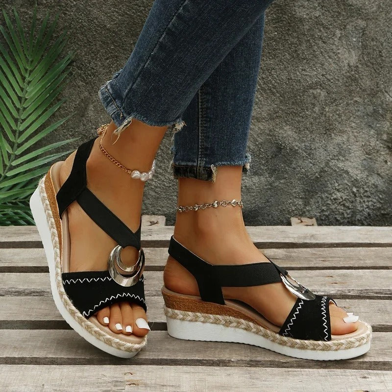 Sandali con zeppa da donna Willow - Sandali estivi glamour con tacchi comodi e look Riviera