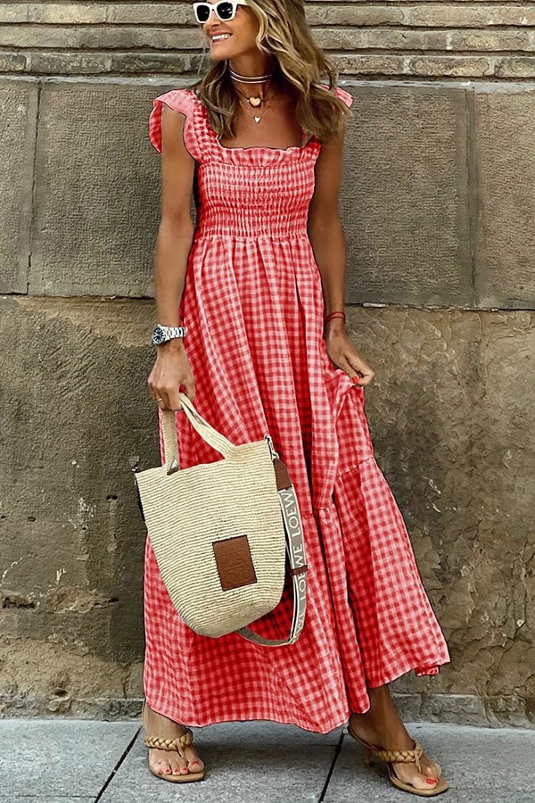 Abito lungo da donna Rosie - Elegante abito scozzese per il lavoro e il fine settimana