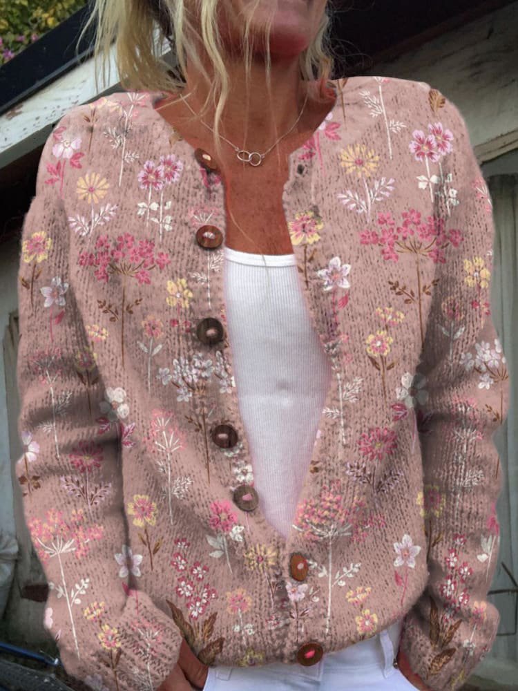 Gilet da donna Braelynn - Elegante gilet con motivo floreale e comodo scollo rotondo