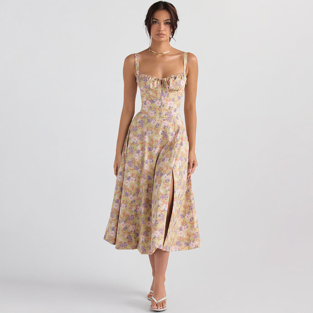 Luciana Robe Femme – Robe Française au-dessus du Genou avec Taille Haute, Coupe A-Ligne & Similicuir Vegan