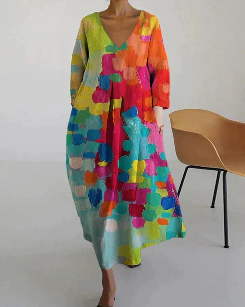 Robe d'Été Femme Tracey – Robe Légère en Lin avec Imprimé Coloré & Coupe Flatteuse