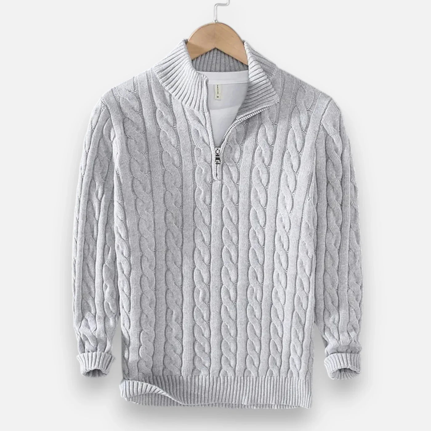 Cove Pull Col Roulé Zippé Homme – Maille Côtelée Épaisse & Coupe Ample Élégante