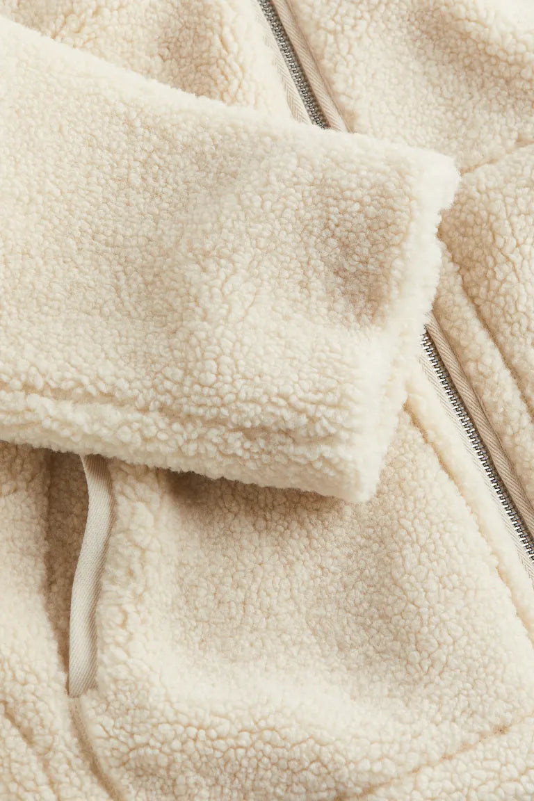 Fely Veste Teddy Femme – Manteau Oversize Chaud avec Col Haut & Tissu Ultra Doux